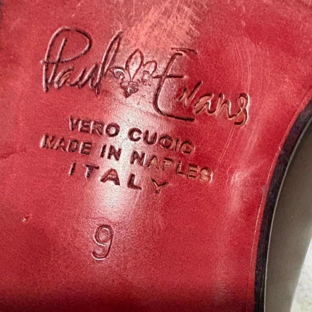 Paul Evans Penny Loafers Men *9 Oxblood Burgundy Leather Italian Dress Shoes EUC